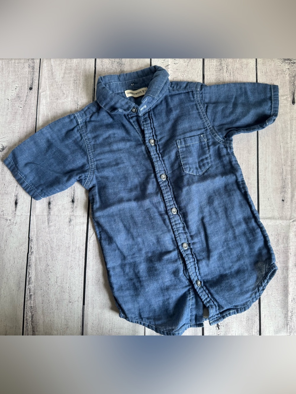 Lennon + Wolfe Kids Denim Blue Shirt Size 6 Button Up